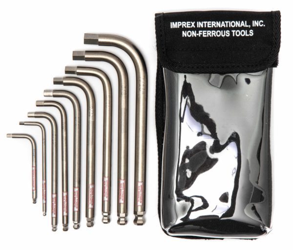 Titanium non-magnetic ball end hex (Allen) key kit imperial (inch)