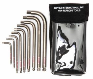 Titanium non-magnetic ball end hex (Allen) key kit imperial (inch)