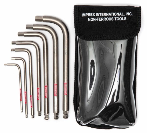 Titanium non-magnetic ball end hex (Allen) key kit metric