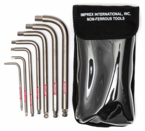 Titanium non-magnetic ball end hex (Allen) key kit metric